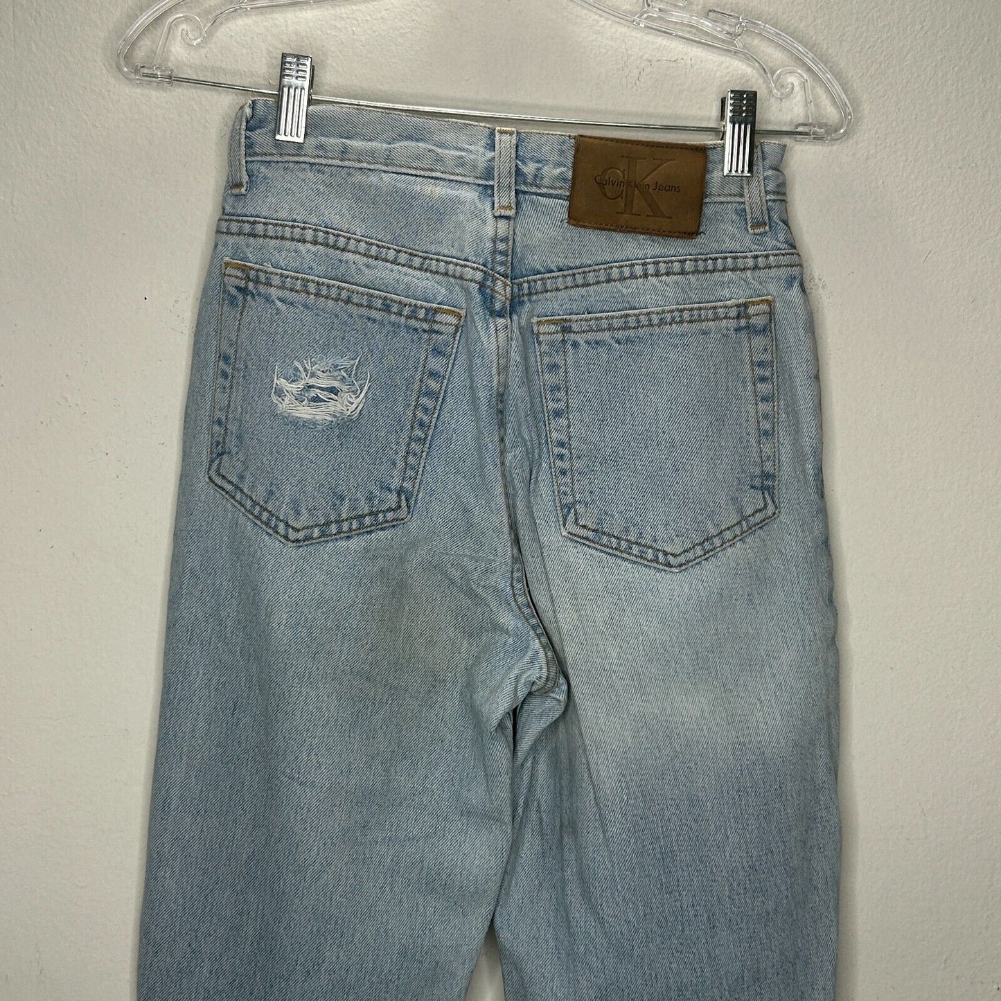 Calvin Klein Light Wash Distressed Cuffed High-Rise Jeans 4