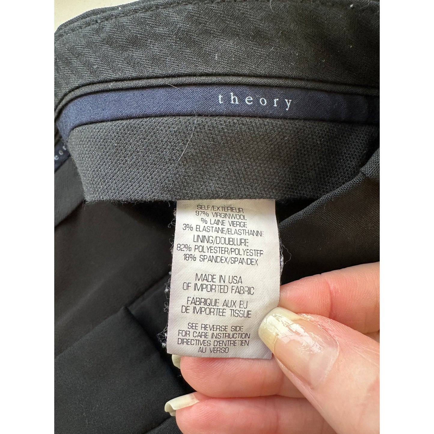 Theory Black Testra 2B Straight Leg Wool Blend Trouser Pants 8