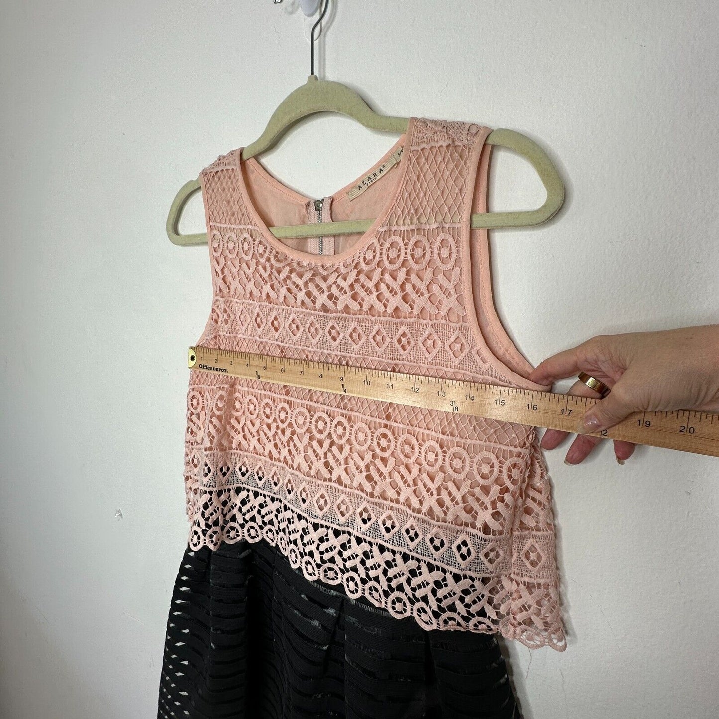 NWT Azaka Paris Sleeveless Pink Crochet Top & Black Stripe Dress Mini S / M