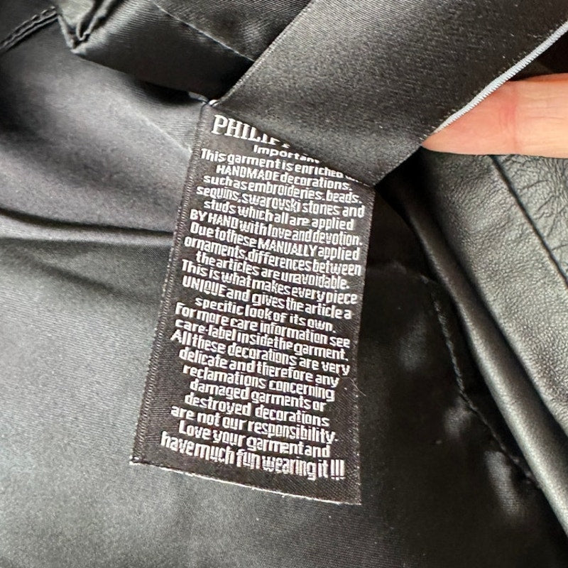 NWT Philipp Plein “I Was Here” Fur & Leather Jacket Black Women’s M RARE
