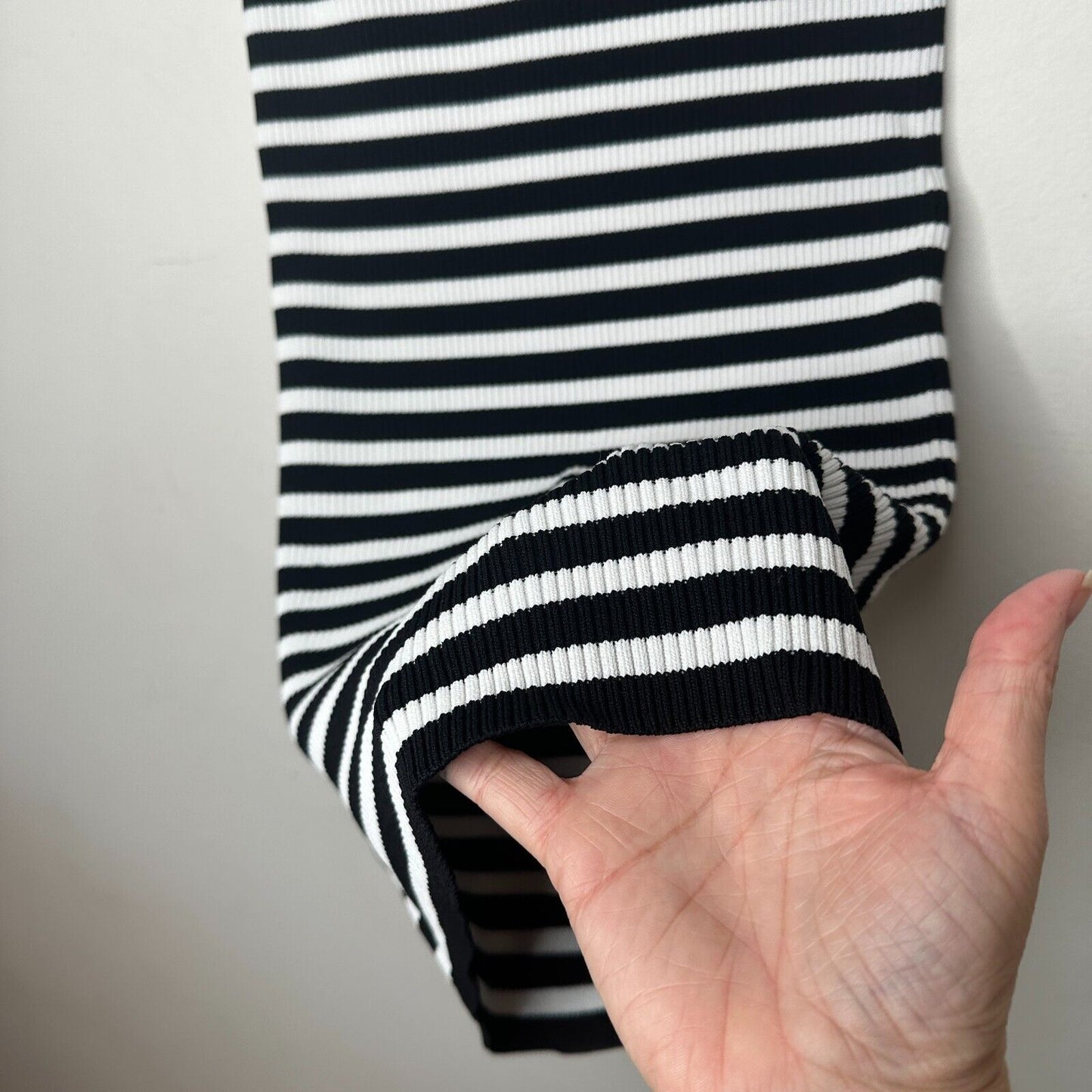 Michael Kors Black & White Striped Stretch Bodycon Tube Maxi Skirt XXS