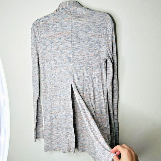 We The Free Ivory Multi-Color Long Sleeve Open Back Turtleneck Tunic Medium