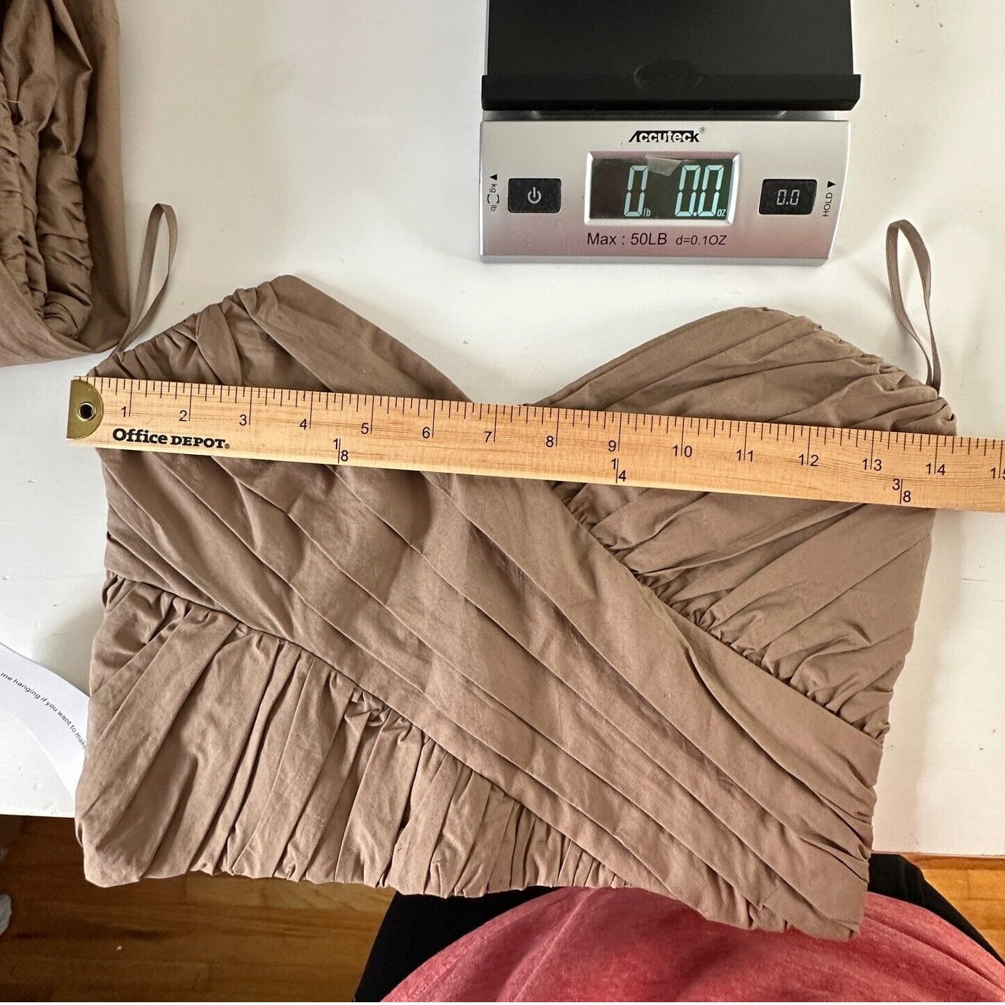 NWT BEC + BRIDGE 2-Piece Mocha Sweetheart Neck Bandeau & Pleat Gathered Skirt 2