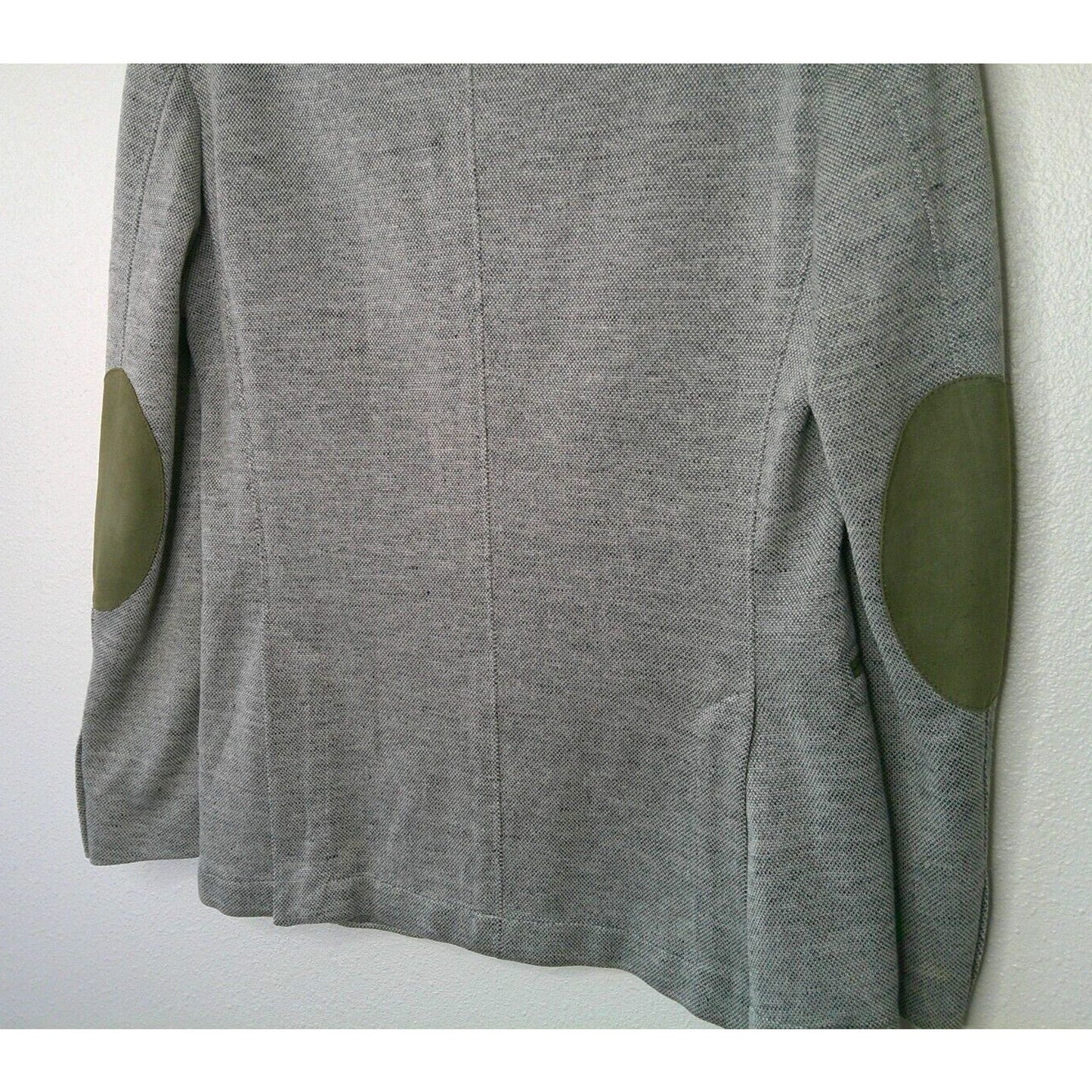 Windsor Blue Tweed with Sage Green Suede Neckline Pockets Patch Elbow Jacket 46