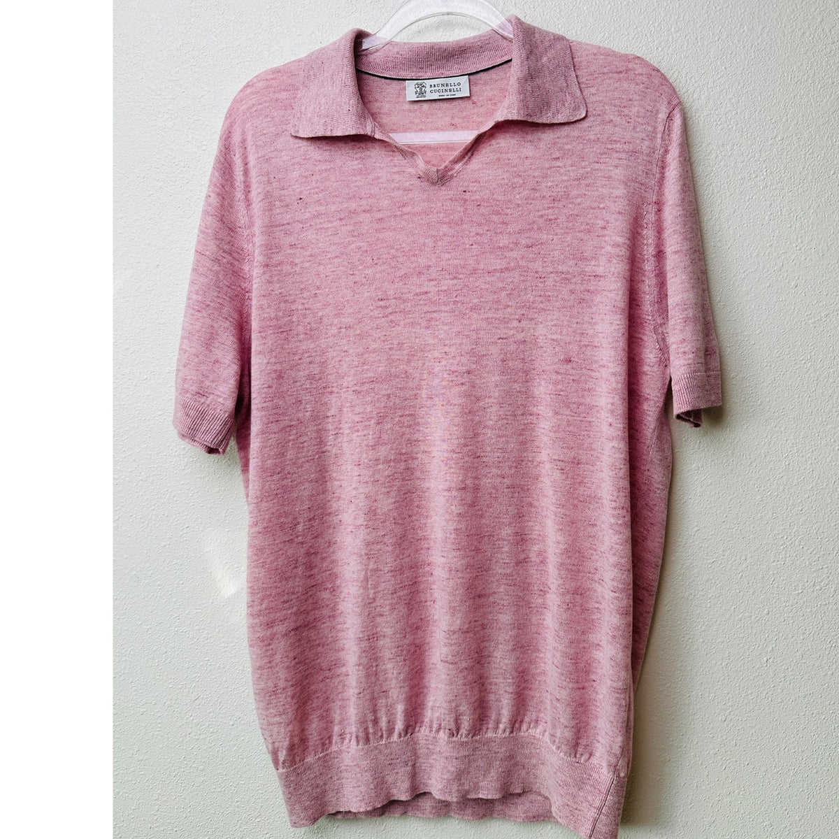 Brunello Cucinelli Polo Pink Men US XL Linen Knit