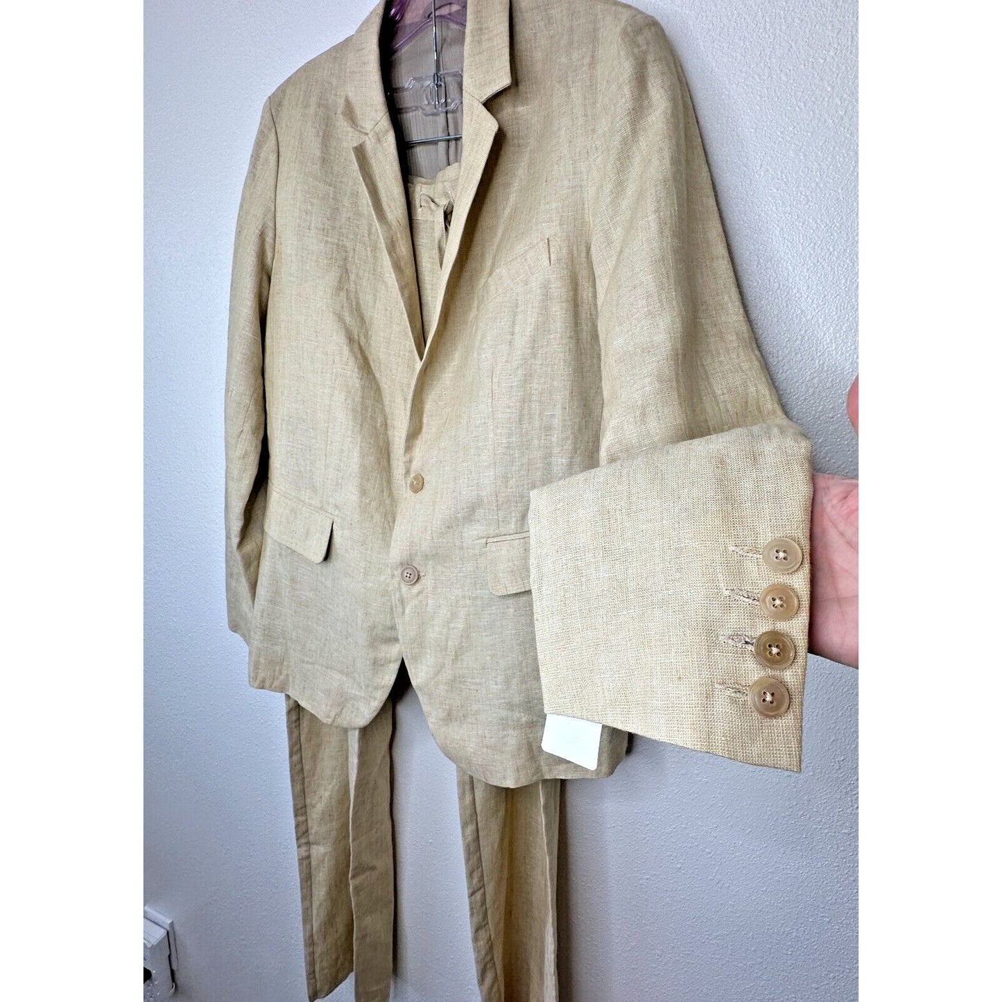 NWT BLESS 2-pc Melange 100% Linen Sakko Jacket & Linen Pants M