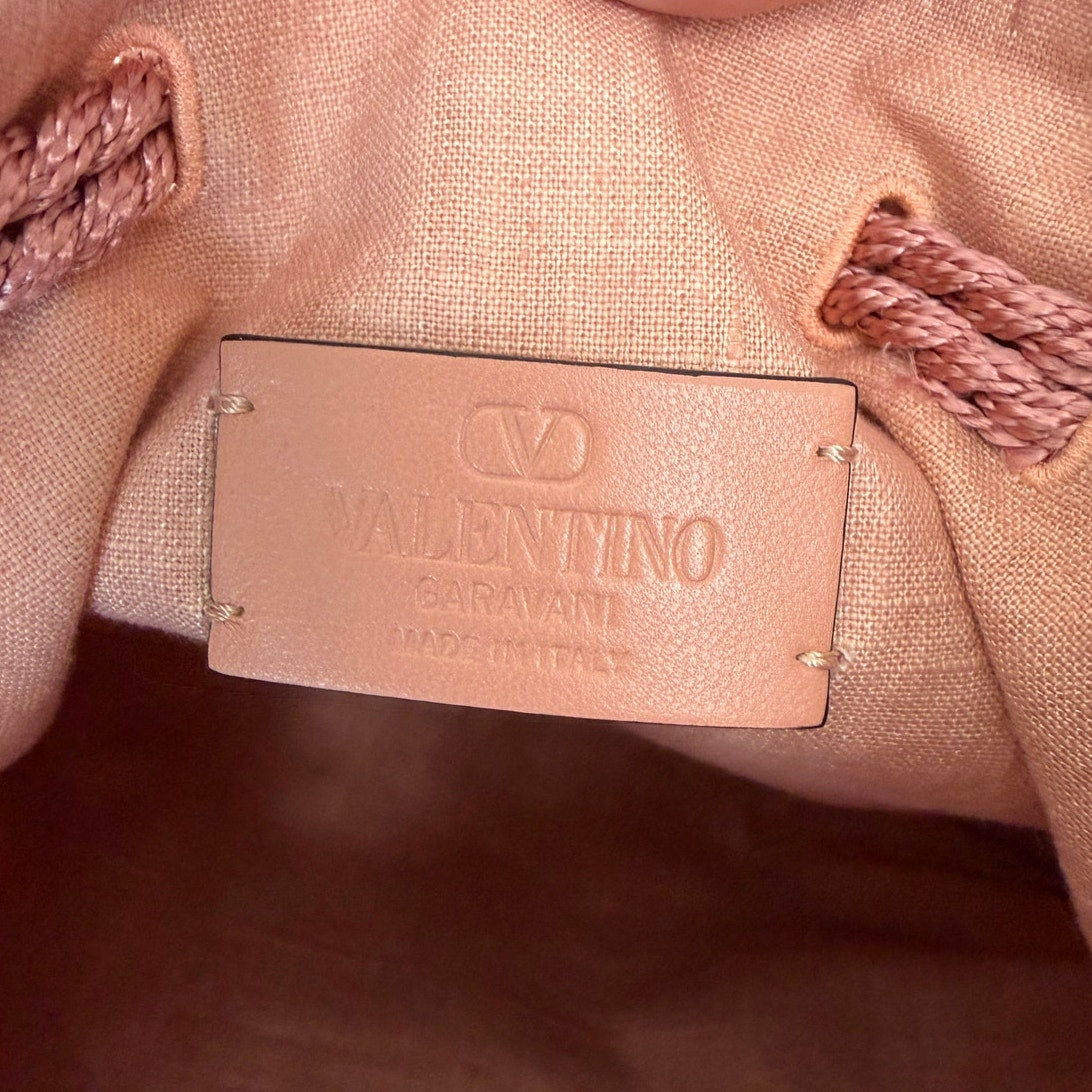 NWOT Valentino Garavani Nellcôte Pink Linen Floral Fringe Crossbody Bag