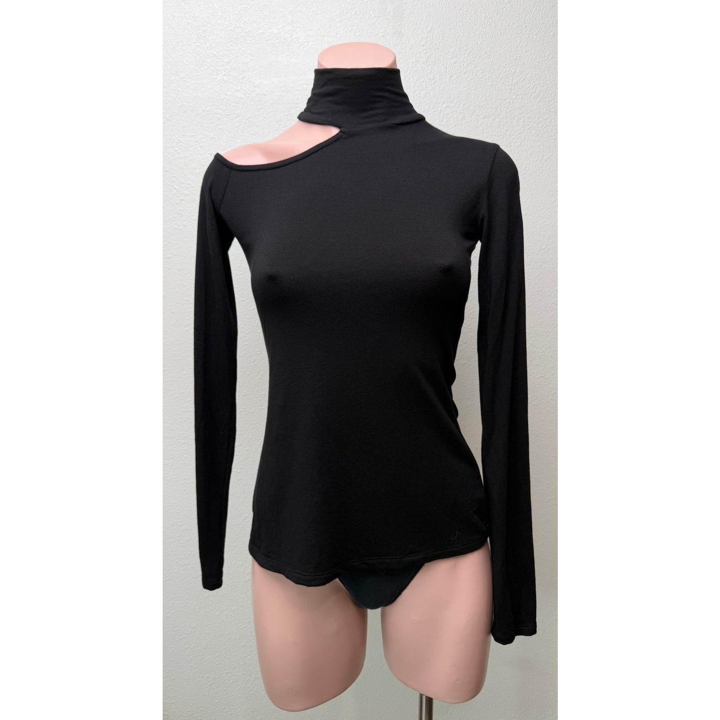 Marcella Allegra Black Cutout Top Women XS Turtleneck