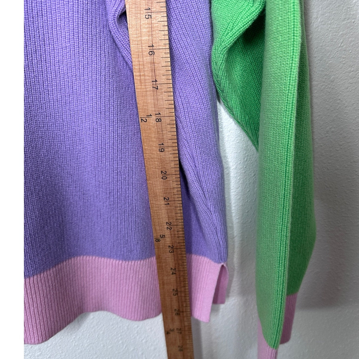 Versace Colorblock Cashmere V-Neck Sweater Purple/Green Women’s S IT38