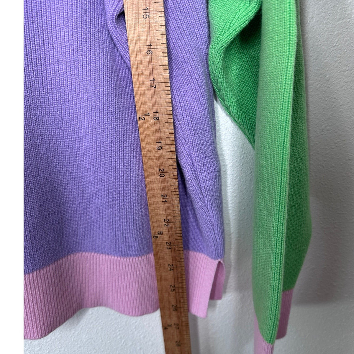 Versace Colorblock Cashmere V-Neck Sweater Purple/Green Women’s S IT38