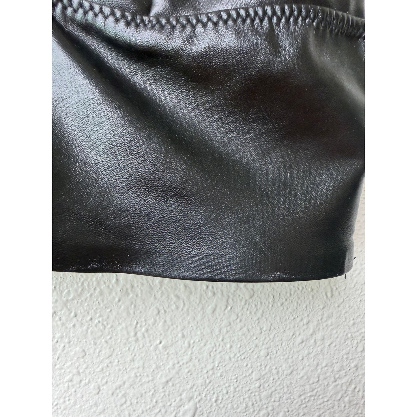 Black Faux Leather Triangle Bralette Women S