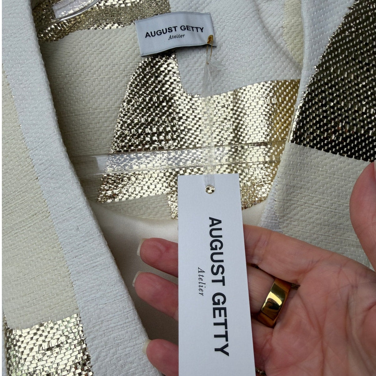 NWT August Getty Atelier "Thalia" Brocade Belted Blazer US 2