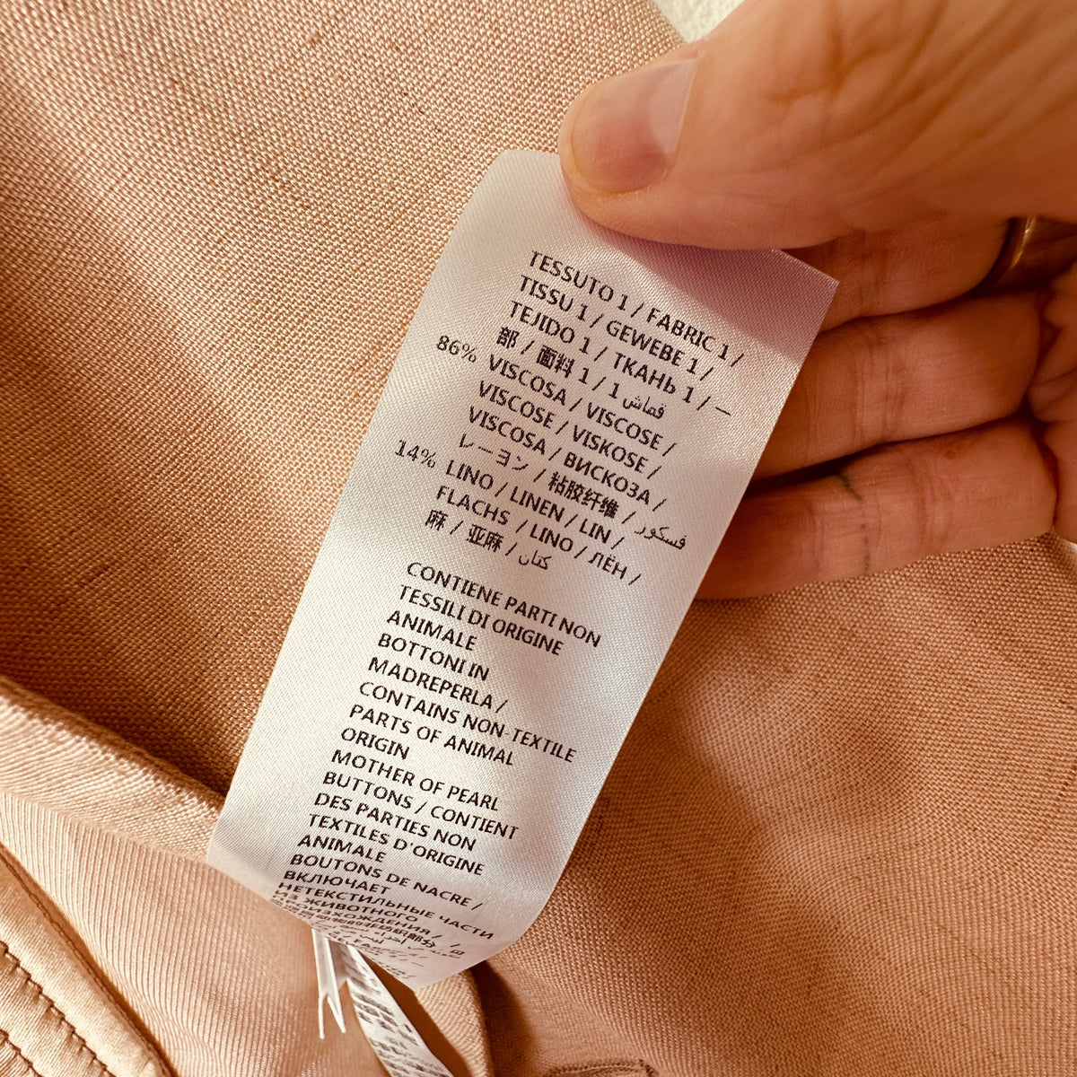 Stella McCartney Light Peach Front Button Viscose Linen Blazer Jacket 42