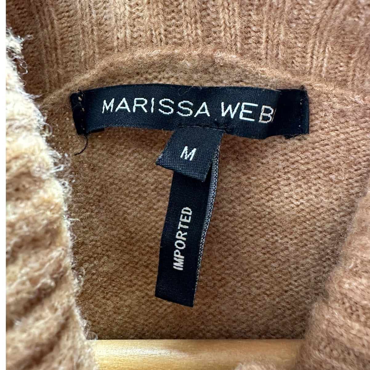 Marissa Webb Blake Camel Brown Button Cashmere Blend Turtleneck Sweater M