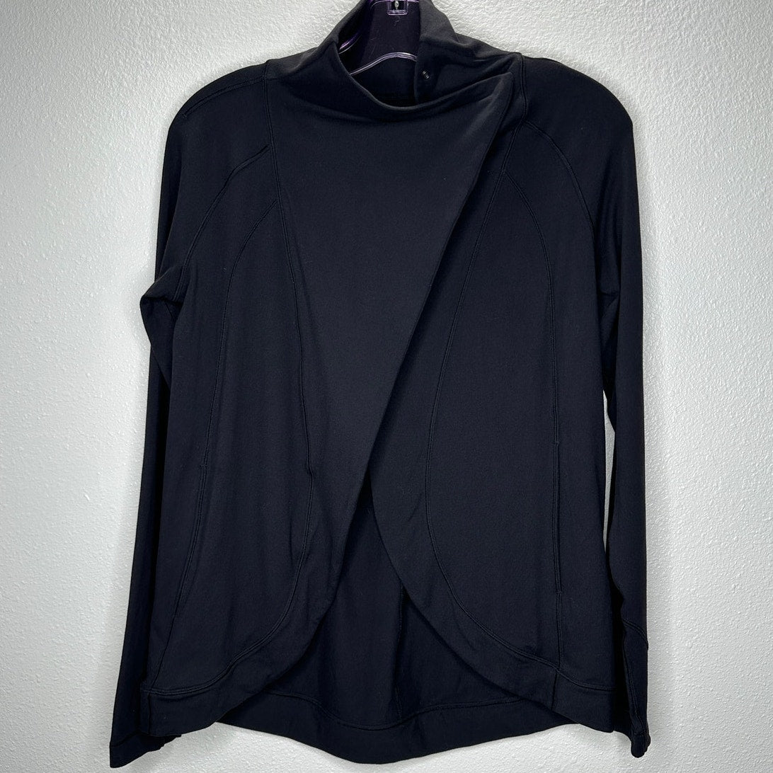 Lululemon Black Long Sleeve Cardigan Style Snap Neck Button Collar 4