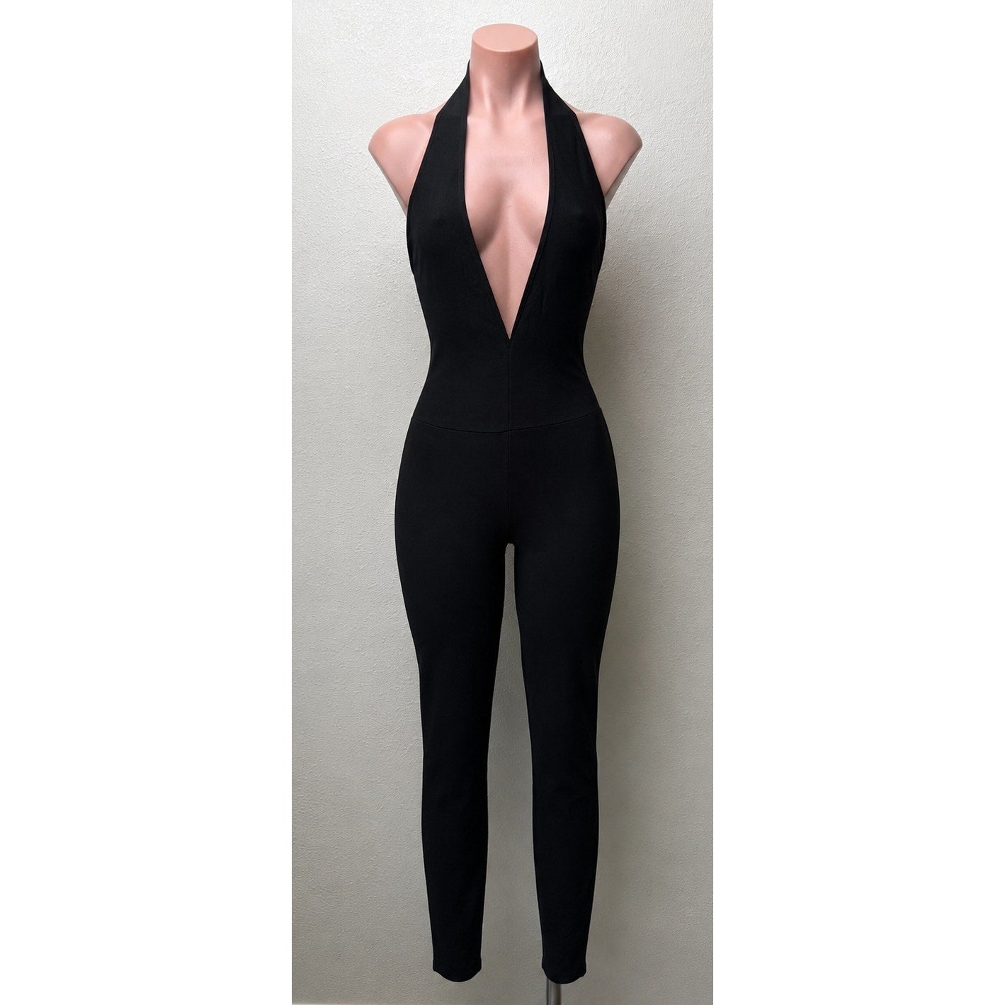 House of CB Anaise Black Jumpsuit Women XS Plunge