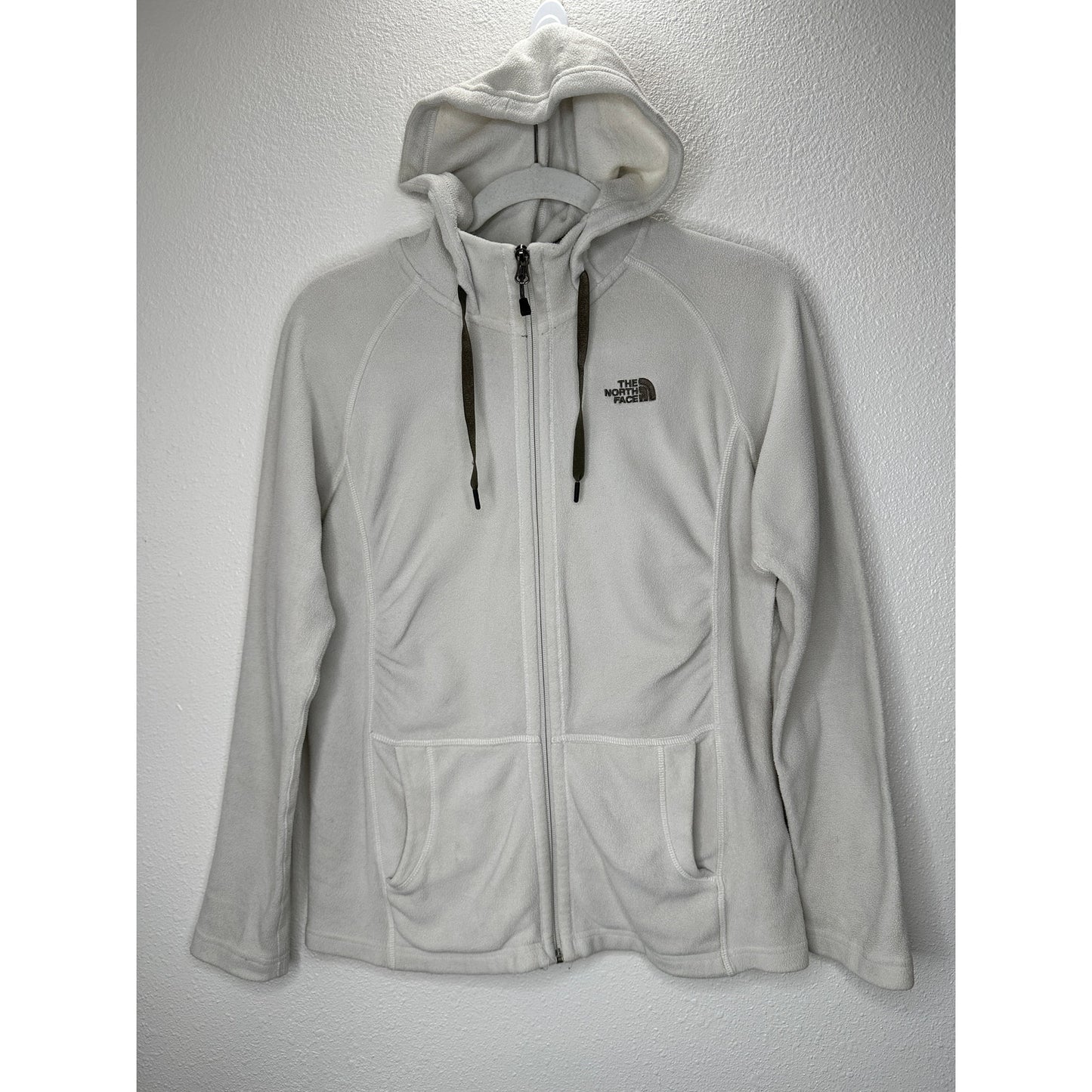 Northface Cream Polartec Fleece Pocketed Zip Hoodie Small