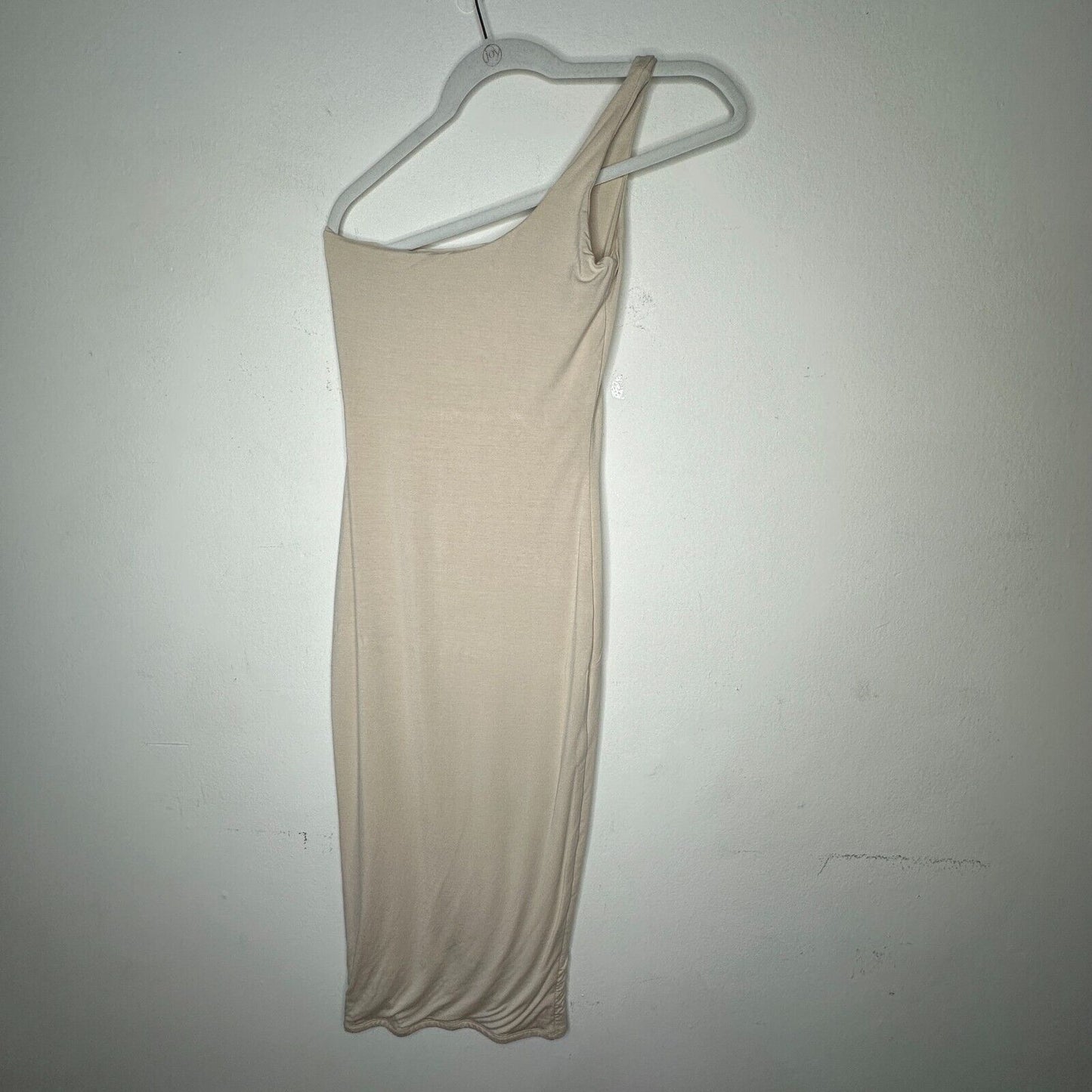 Re Ona Ivory Sophia One Shoulder Sexy Bodycon Knit Lined Midi Dress Medium