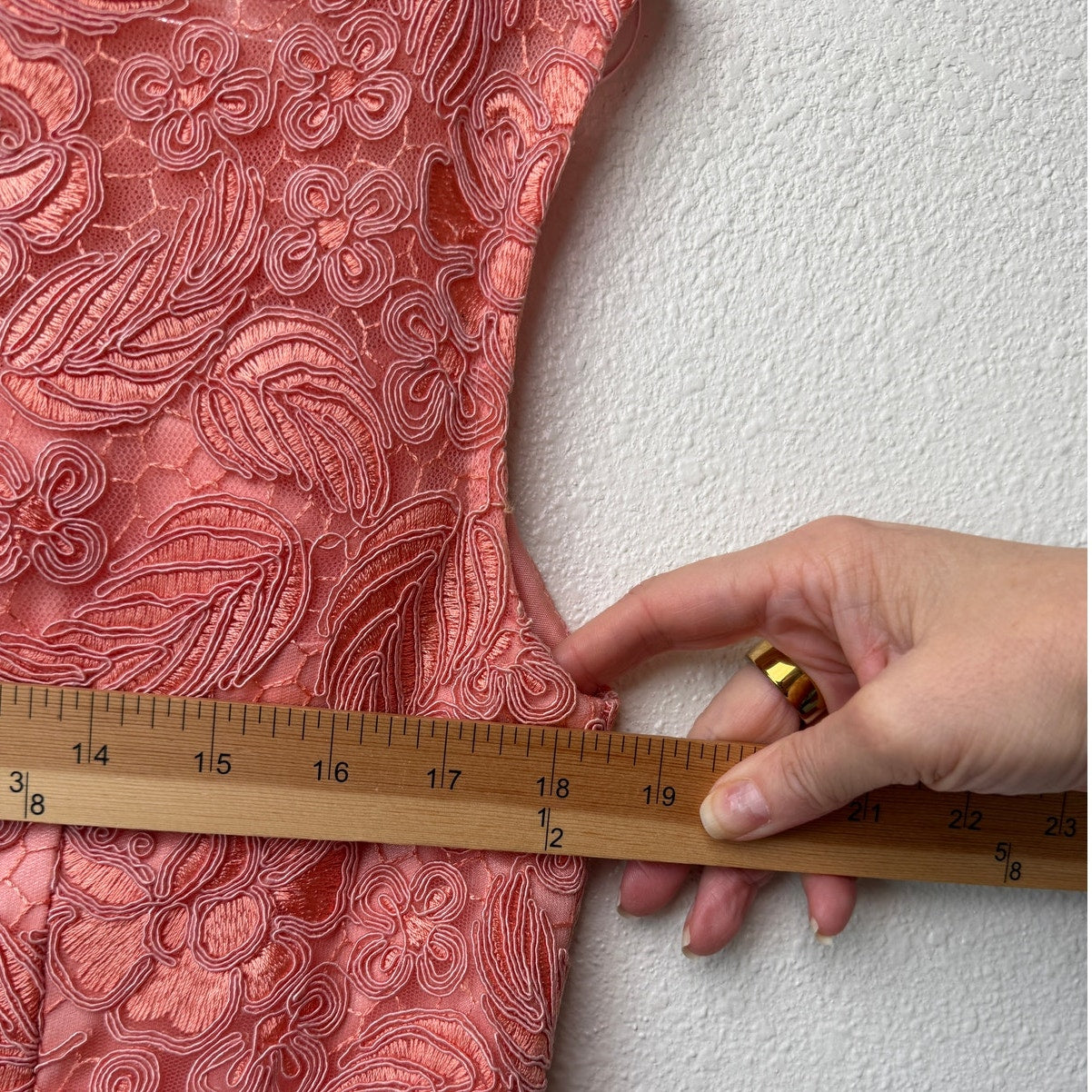 Sue Wong Nocturne Peach Embroidered Dress Women 16