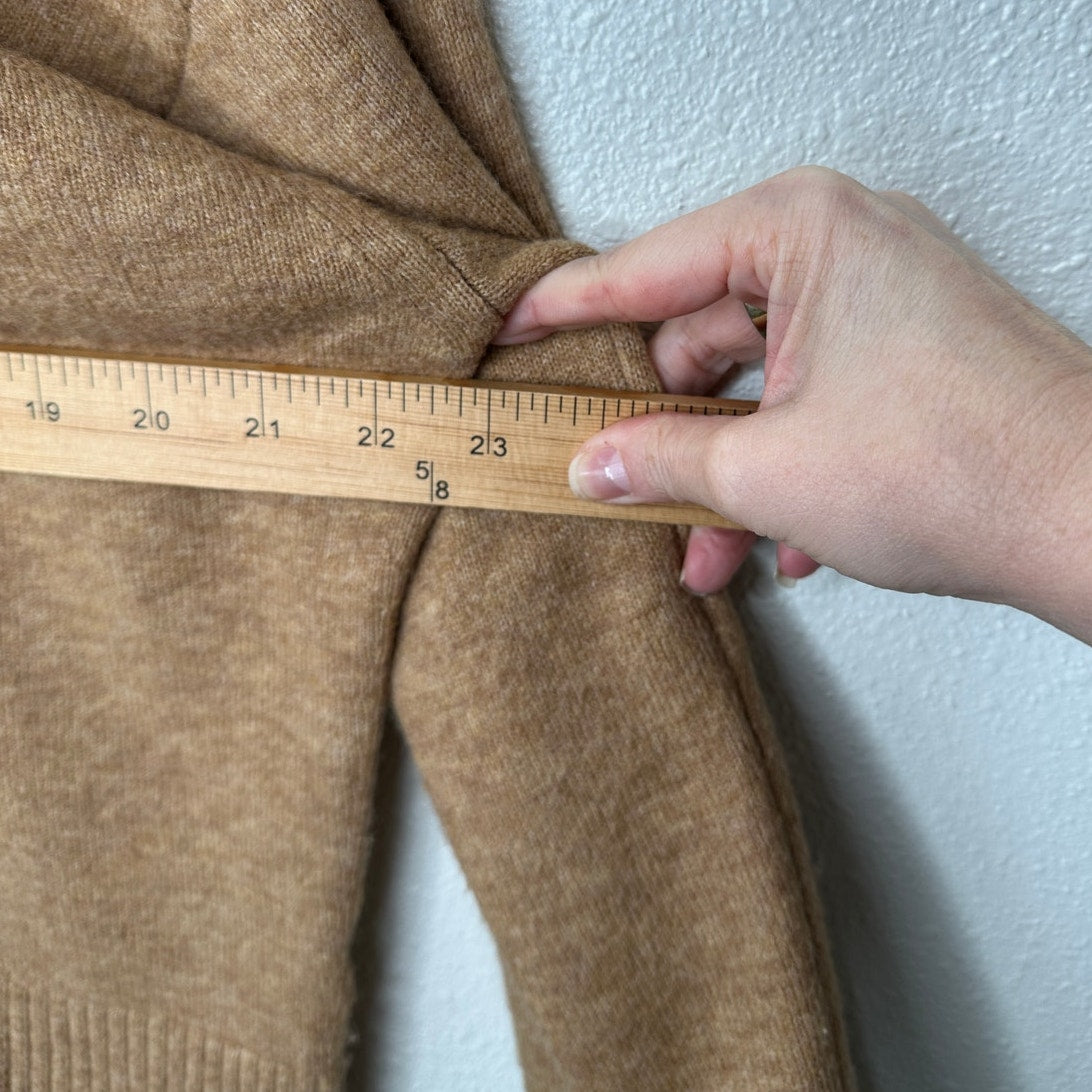 Marissa Webb Blake Camel Brown Button Cashmere Blend Turtleneck Sweater M