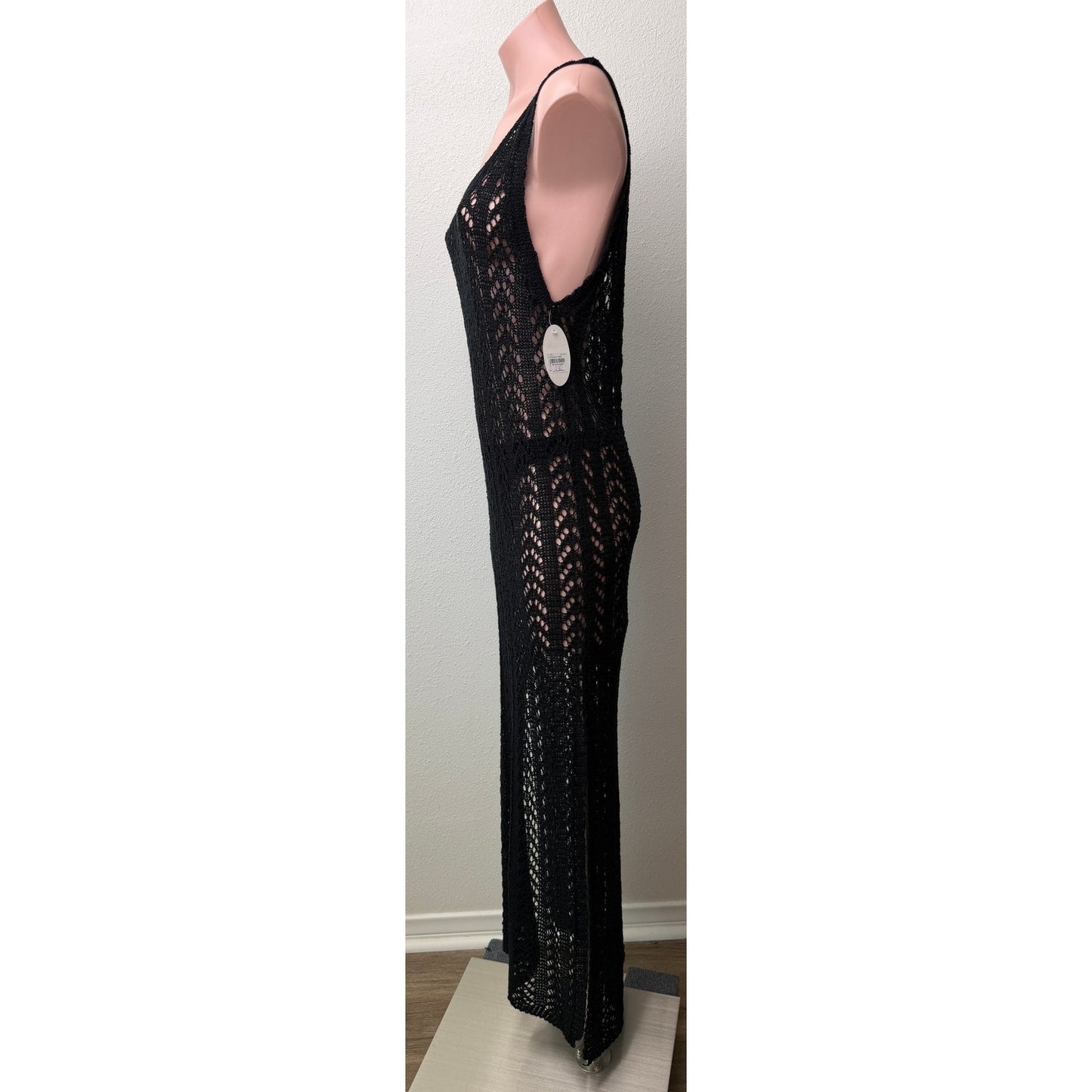 NWT Ten Design Black Womens S/M Crochet Maxi Dress