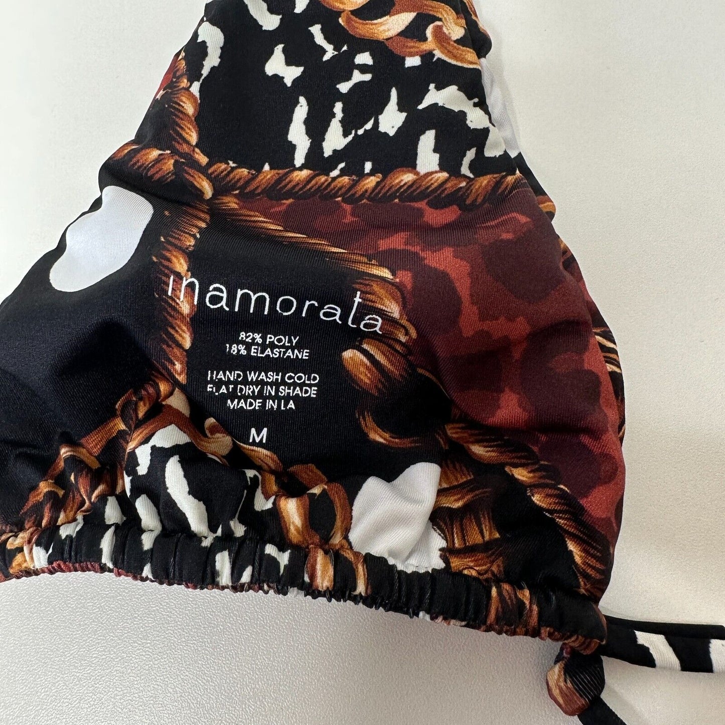 Inamorata Las Olas Burgundy Leopard Link Design Neptune Triangle Halter Top Med