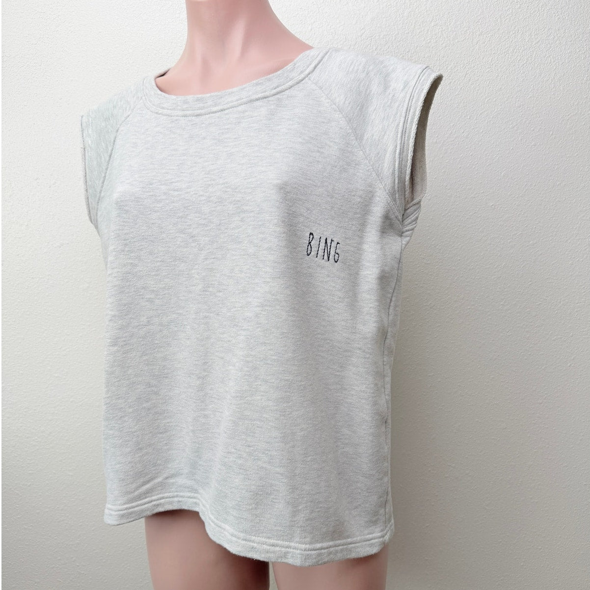 Anine Bing Gray Sleeveless Sweater Minimalist Logo Top SM