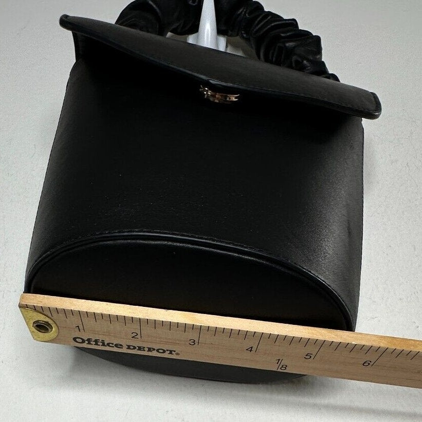 NWOT & Other Stories Black Scrunchy Handle Leather Barrel Snap Purse Satchel