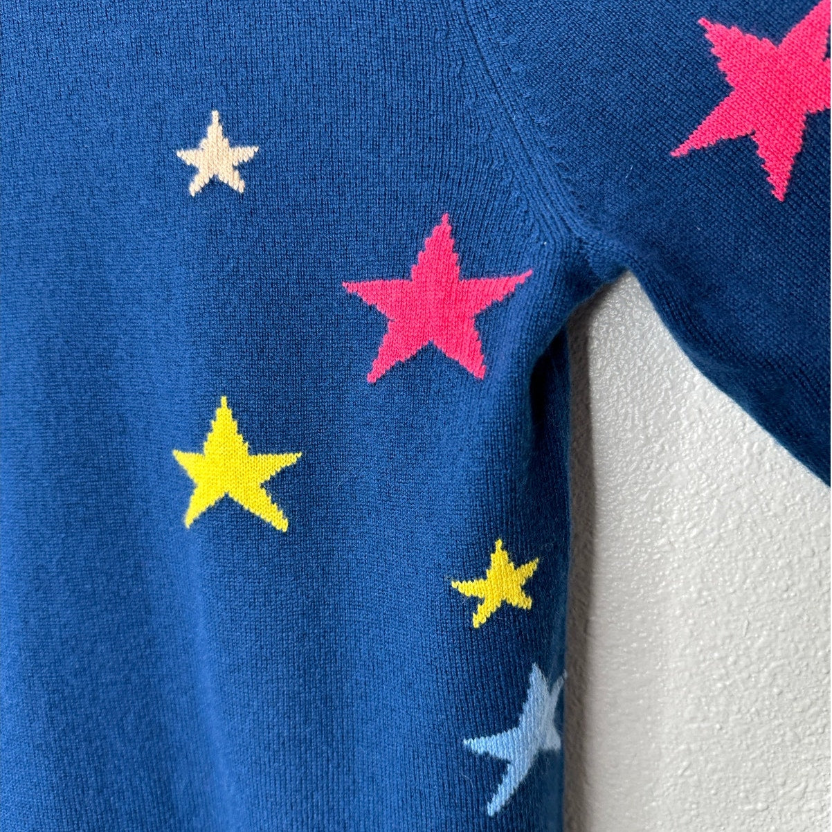 Chinti & Parker Navy Multi Star Long Sleeve Crewneck Sweater L
