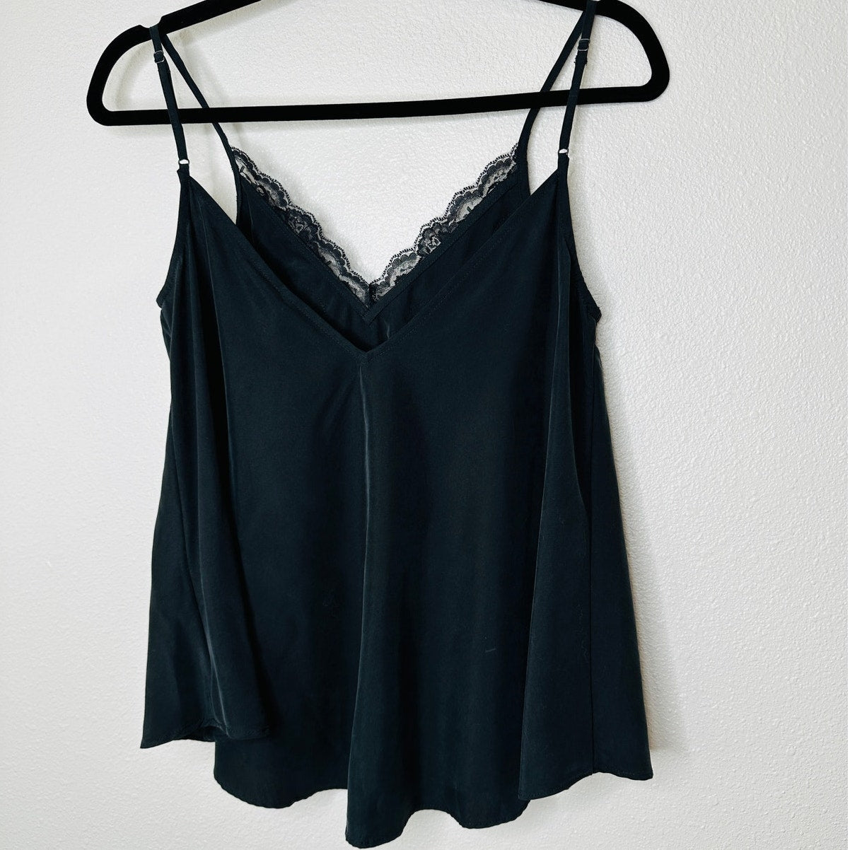 NWT Zara TRF Collection Black Lace Trim Flowy Cami Top XS