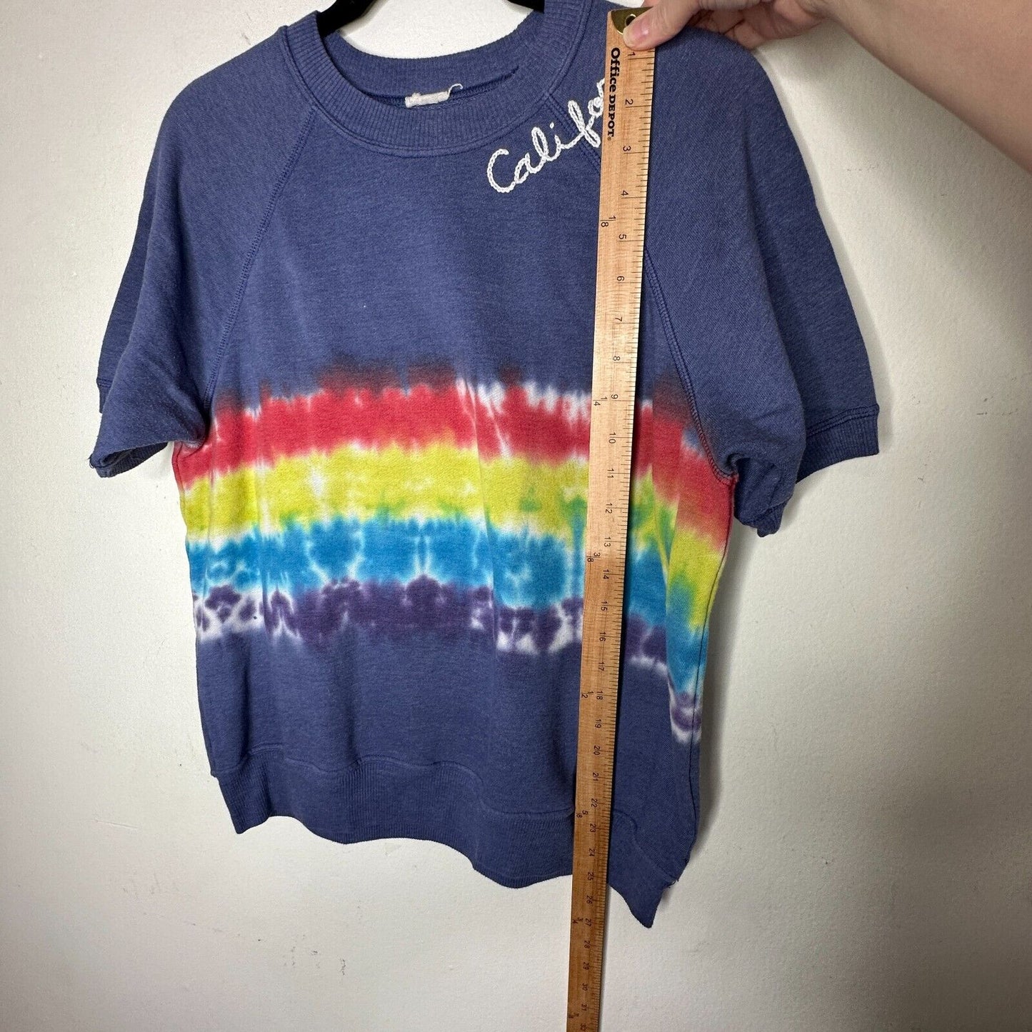 I Stole My Boyfriends Blue Tee Rainbow Tie Dye California Graphic Tee M