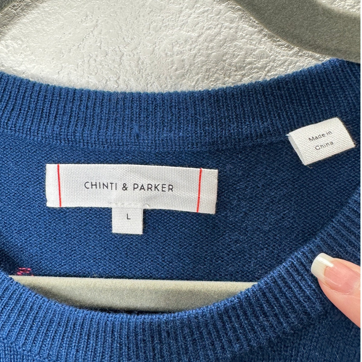 Chinti & Parker Navy Multi Star Long Sleeve Crewneck Sweater L