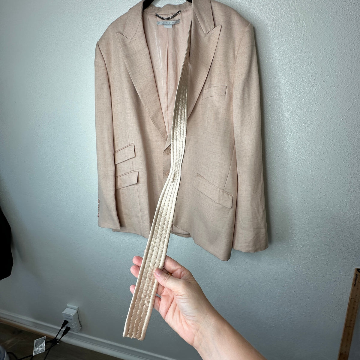 Stella McCartney Light Peach Front Button Viscose Linen Blazer Jacket 42
