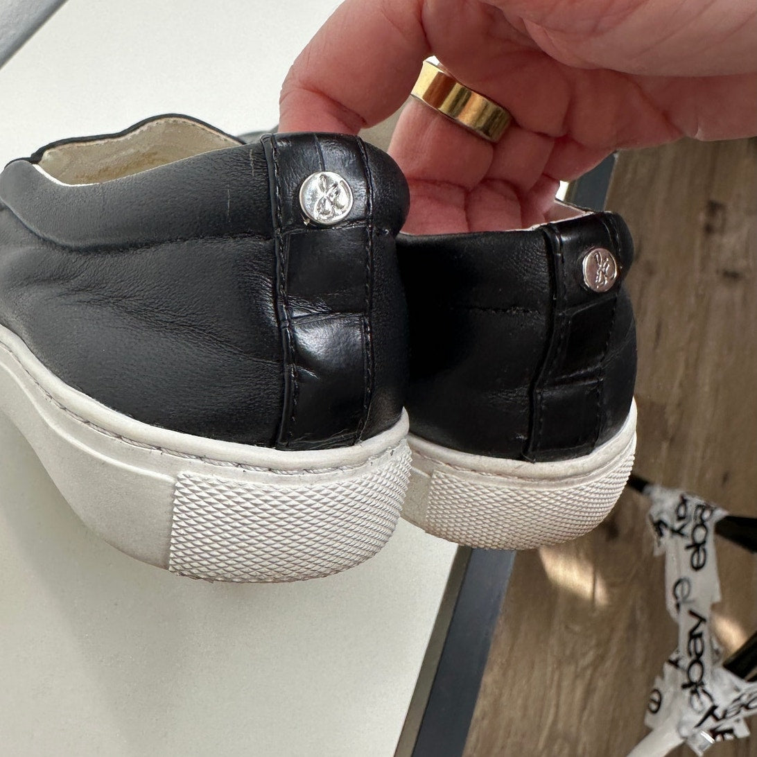 Sam Edelman Black Leather White Base Slip On Shoe 5