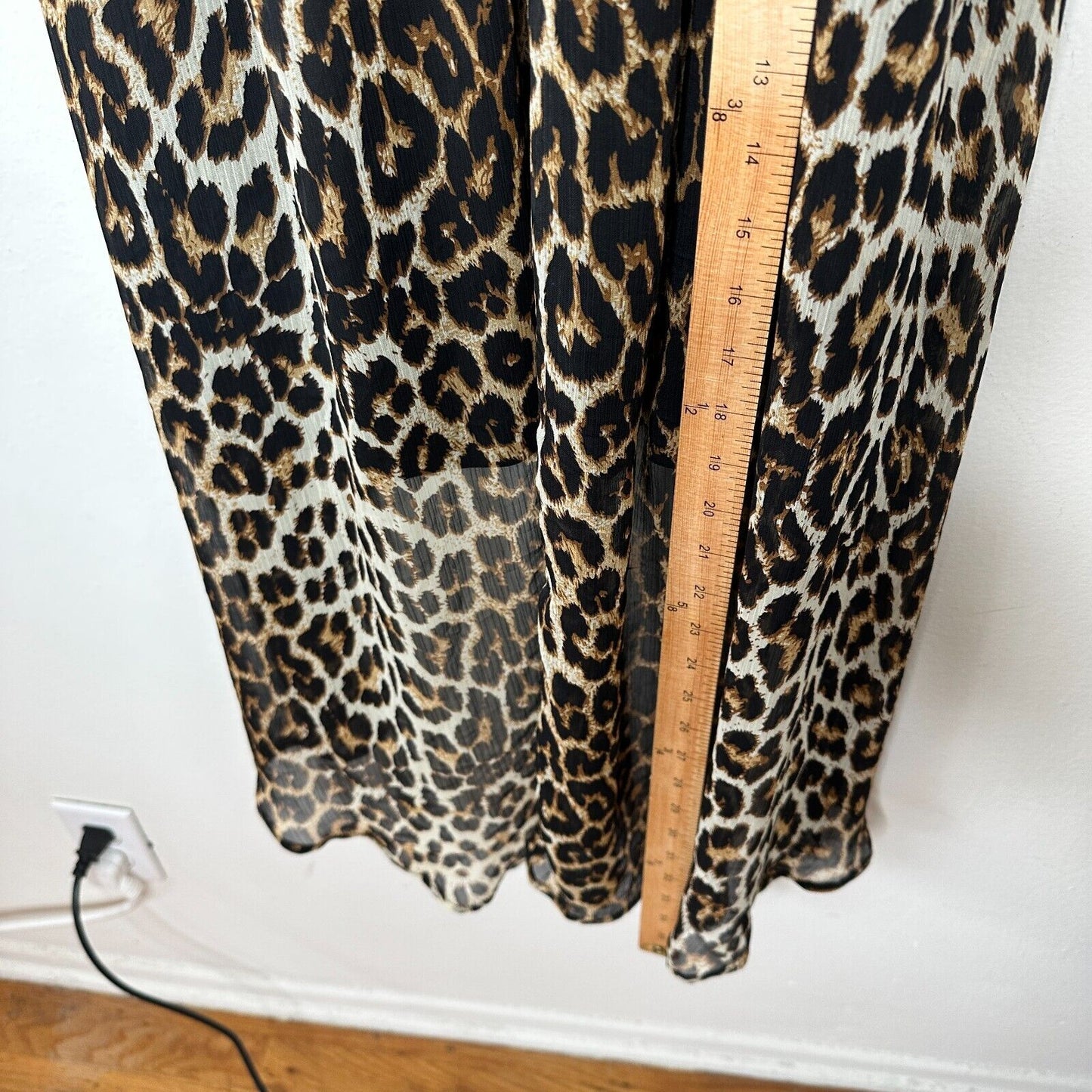 Xtaren Cheetah Print Strappy Hi-Low Open Side Sweetheart Neck Zip Back Dress S