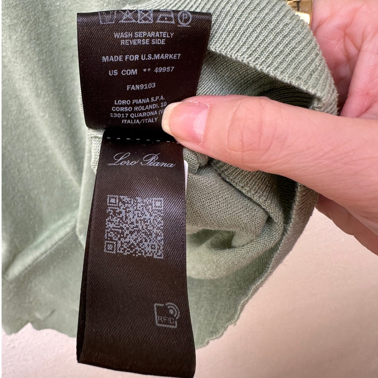 Loro Piana Polo Shirt Sage Green Mens US L Slub