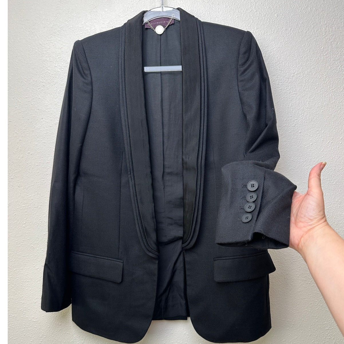 Stella McCartney Black Tuxedo Blazer Women US 8 IT 44 Shawl Lapel
