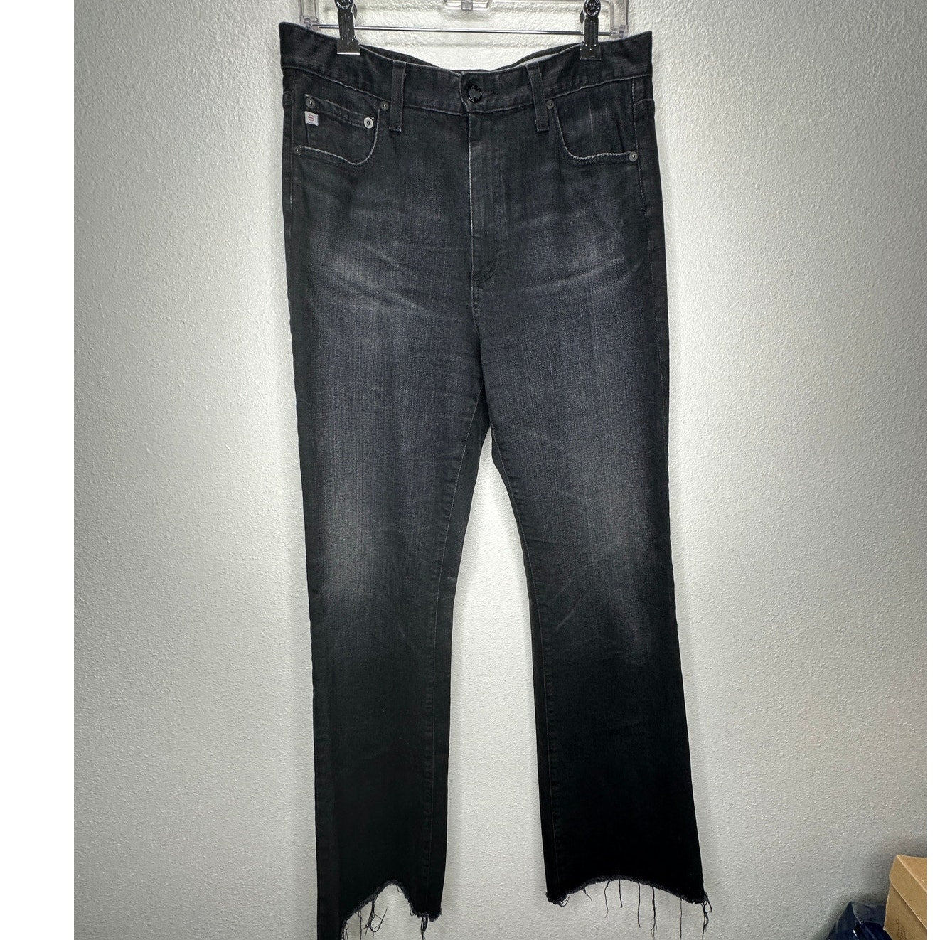 AG Black Alexxis Boot High Rise Vintage Boot Jeans Raw Hem 31