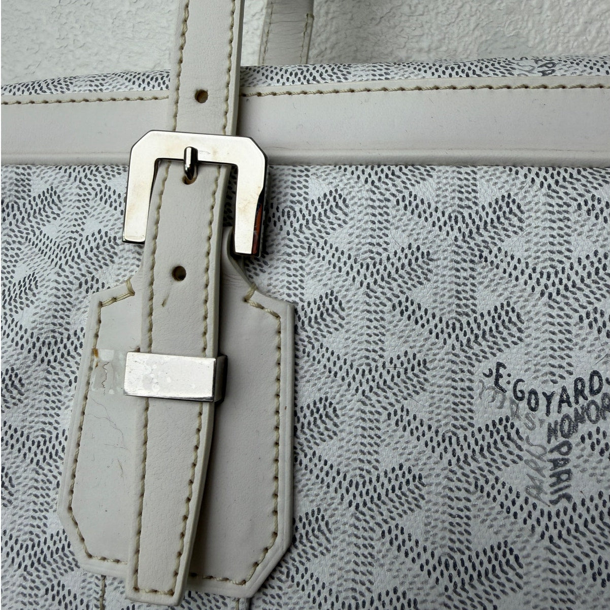 Goyard Ambassade MM White Goyardine Briefcase Laptop Bag AG Personalized