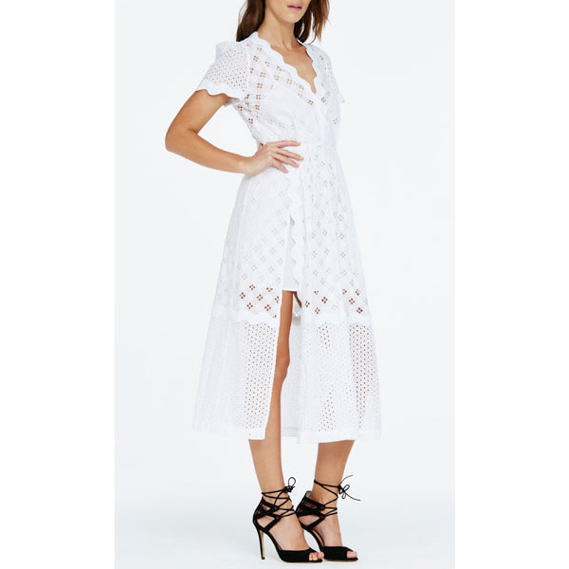 Alice McCall Daybreak White Ivory Broderie Lace Midi with Slip Dress 2