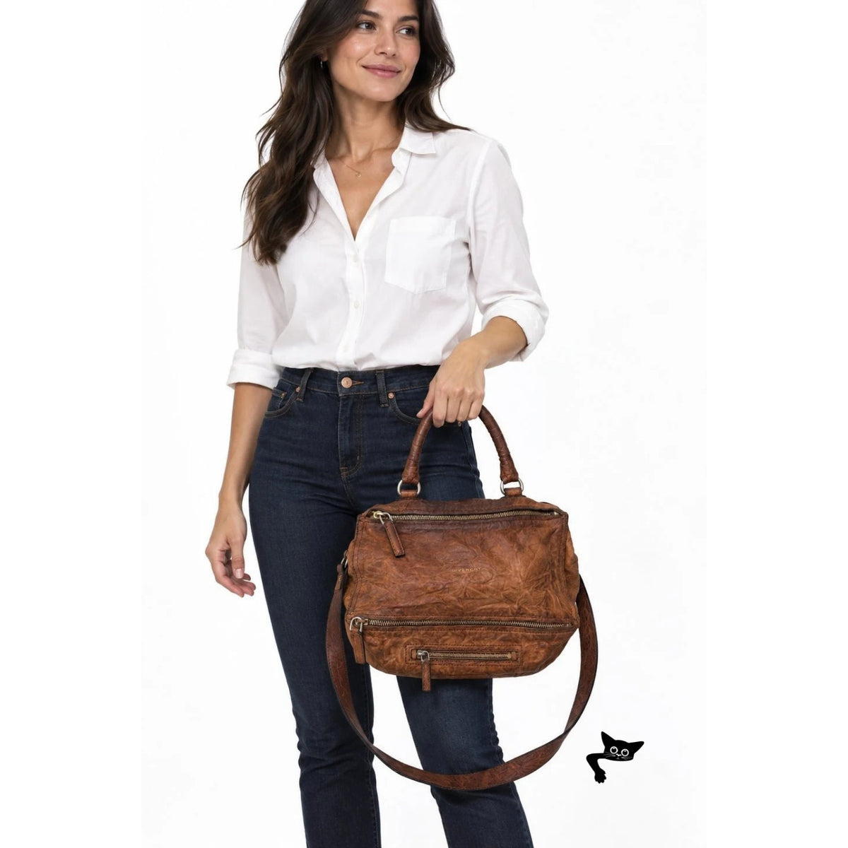 Givenchy Cognac Brown Zip Satchel Bag Women's