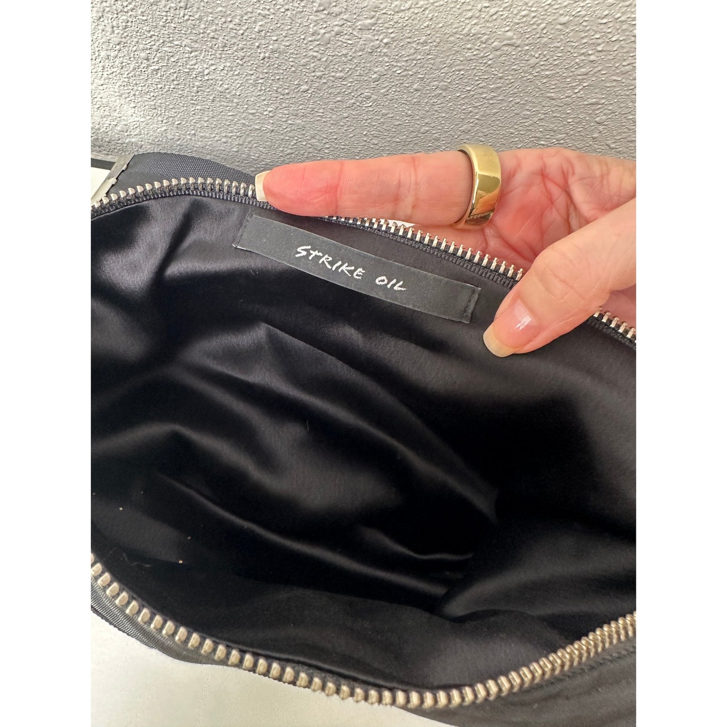 Strike Oil Shiny Canvas Belted Felt Fanny Pack