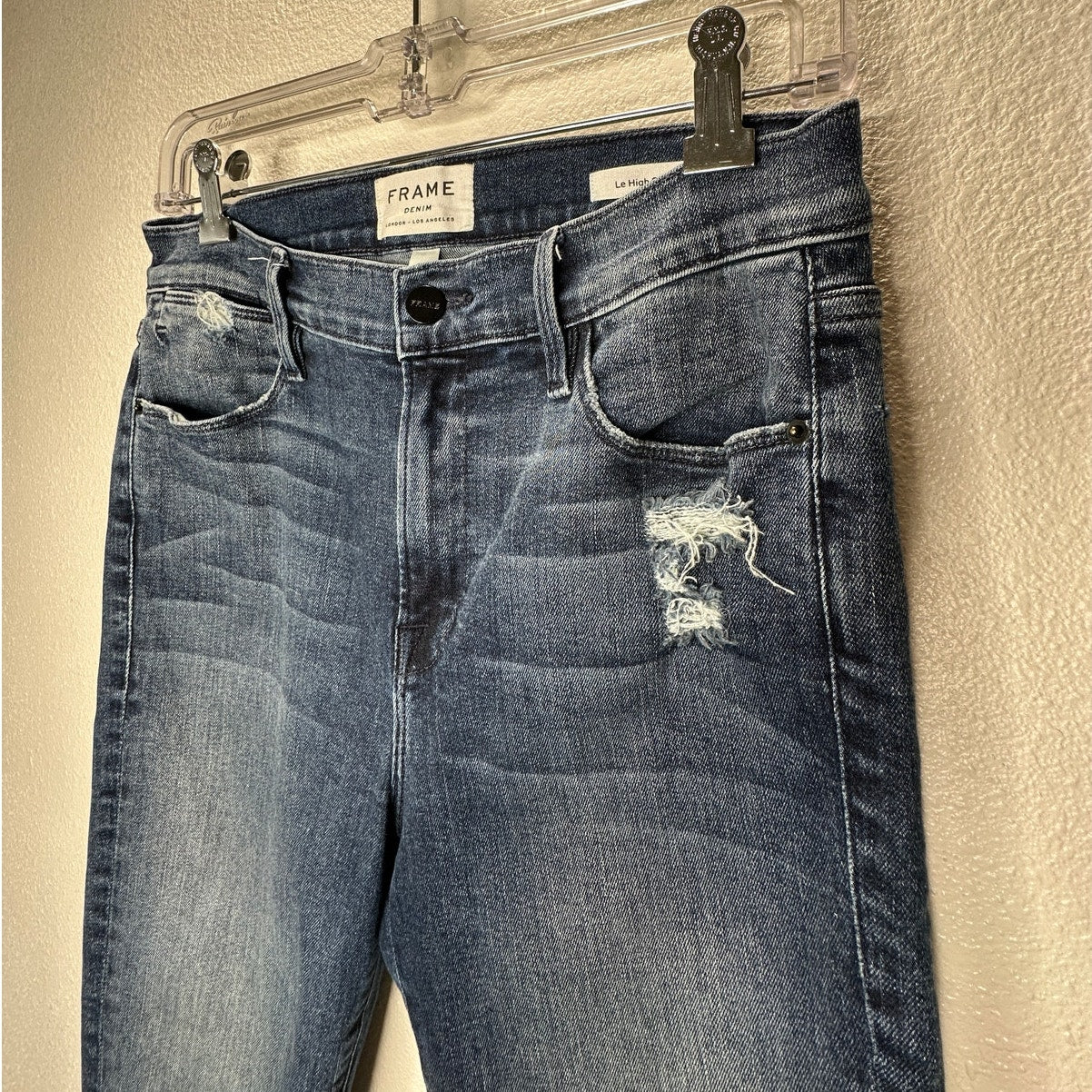 Frame Magellan Medium Wash Distressed Le High Skinny Denim Jeans 29