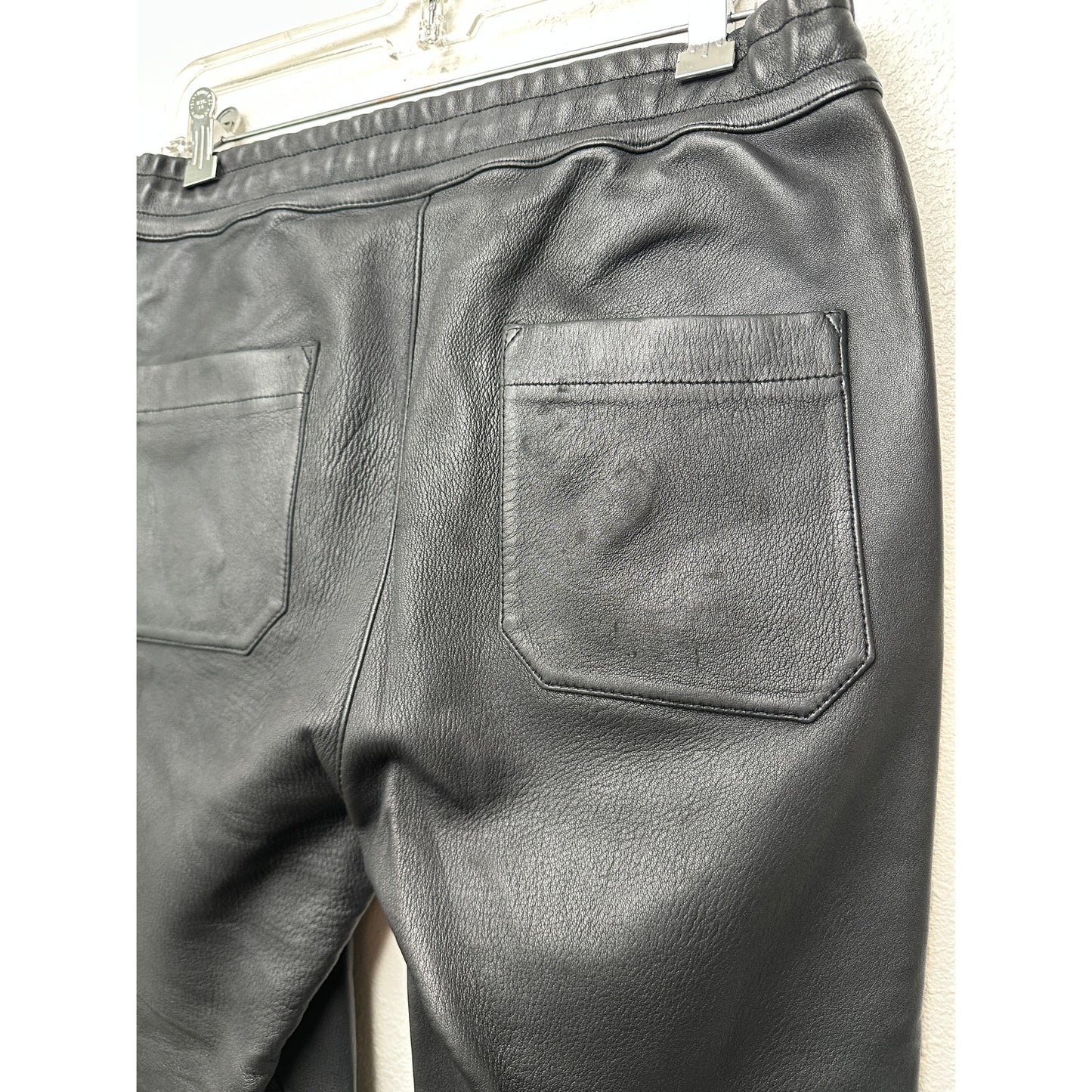 Balmain Lambskin Moto Pants Black Men’s US L Drawstring