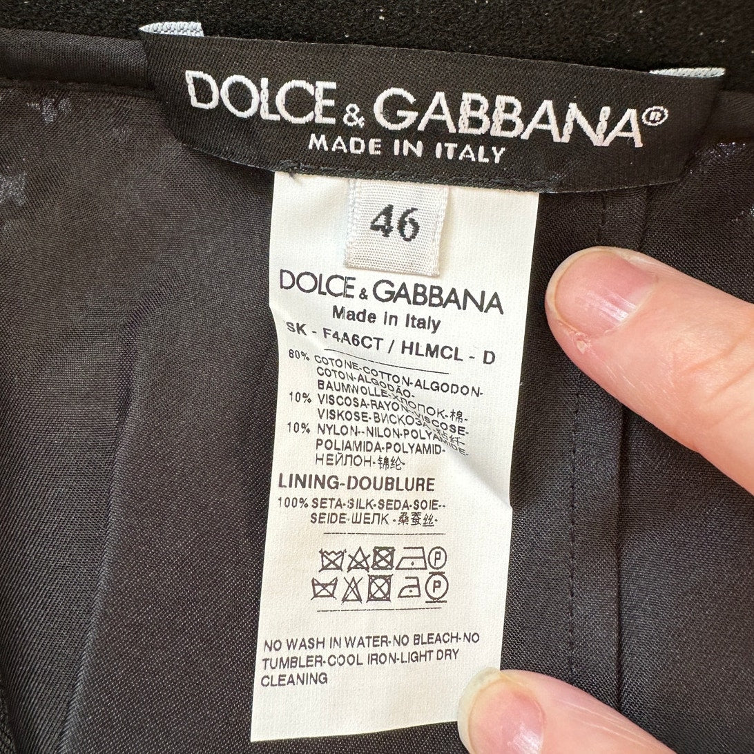 NWT Dolce & Gabbana Black Lace Pencil Skirt Back Zip Underskirt 46 / XL