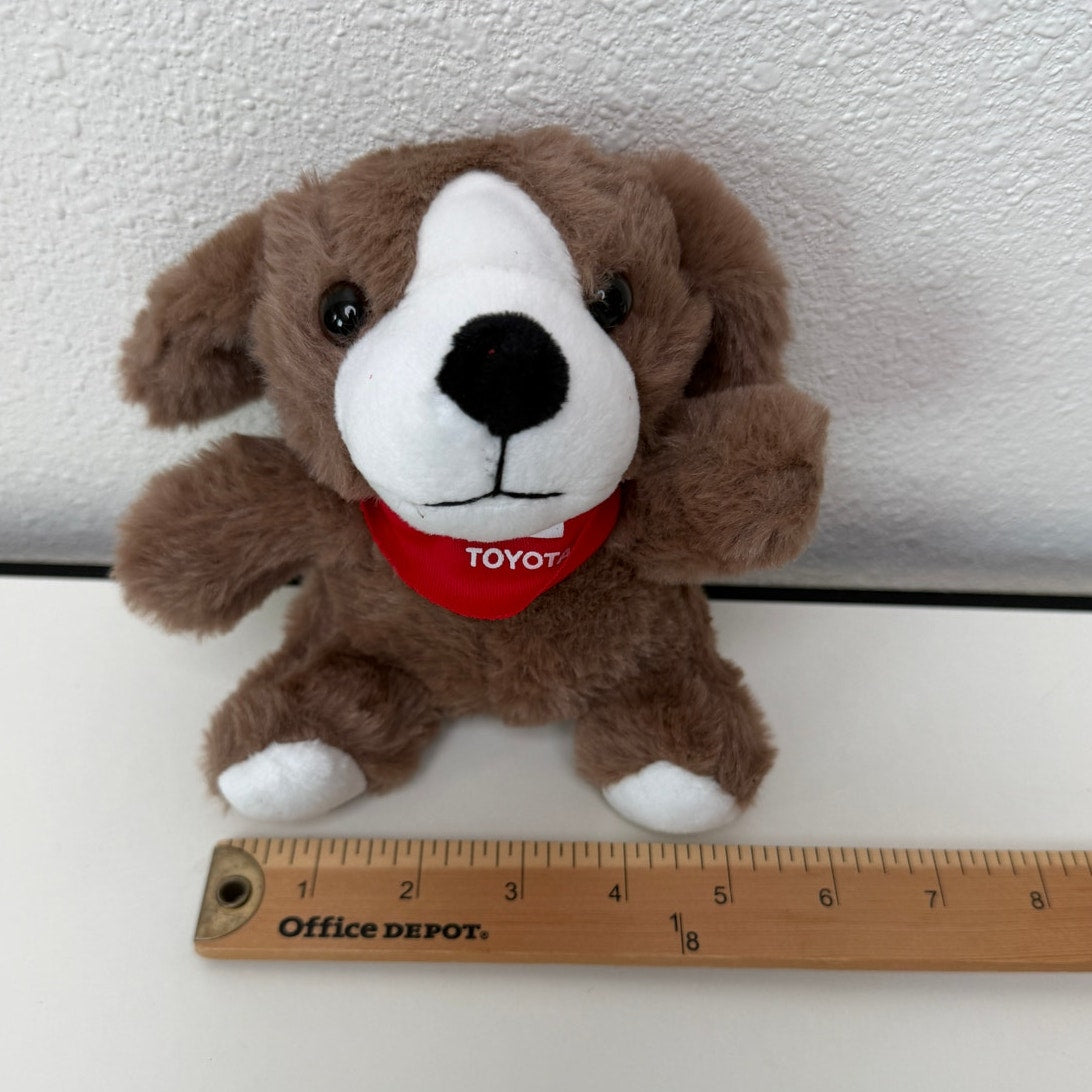 NWT Toyota Brown Plush Dog Stuffed Animal Red Bandana Promo Mascot 6"