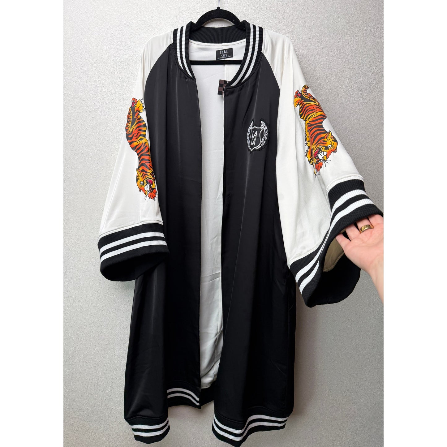 NWT Dressed in Lala Black Kimono Bomber Women's S/M