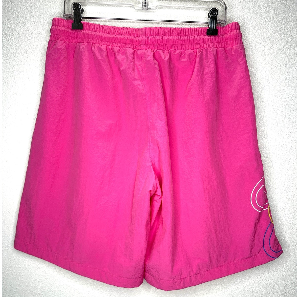 Champion Pink Lightweight Crinkle Nylon Lined Shorts Color Pop Logo L