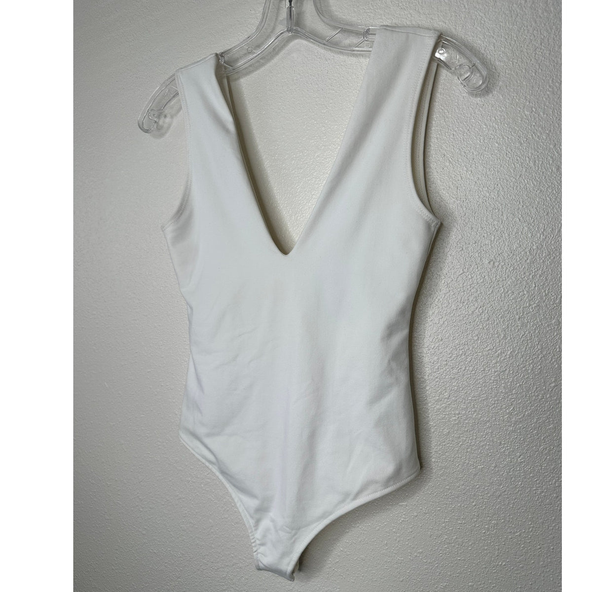 NWT Free People White Deep V-Neck Sleeveless Bodysuit XS