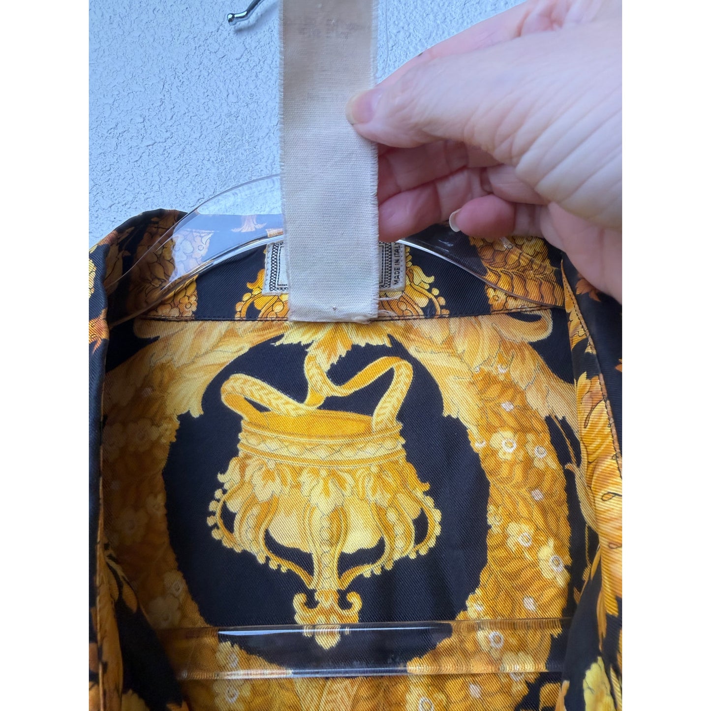 Gianni Versace Men's XL Black Gold Baroque Silk Shirt